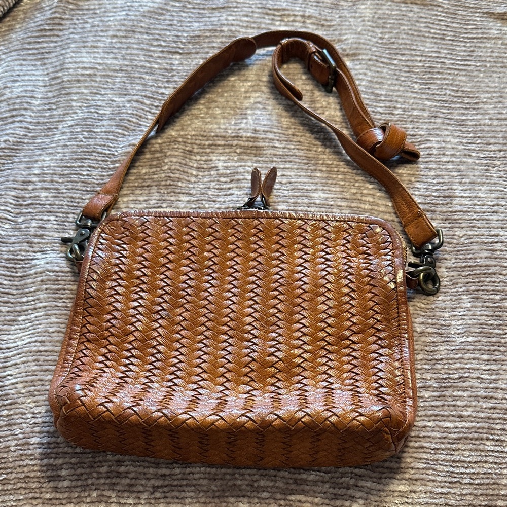 Tano woven leather crossbody bag